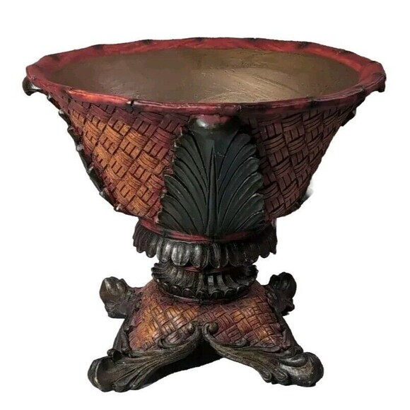 Rare  Exotic Artisan Ornate Footed Fruit Bowl  Pottery Centerpiece Heavy 4.4 lbs - Picture 1 of 17